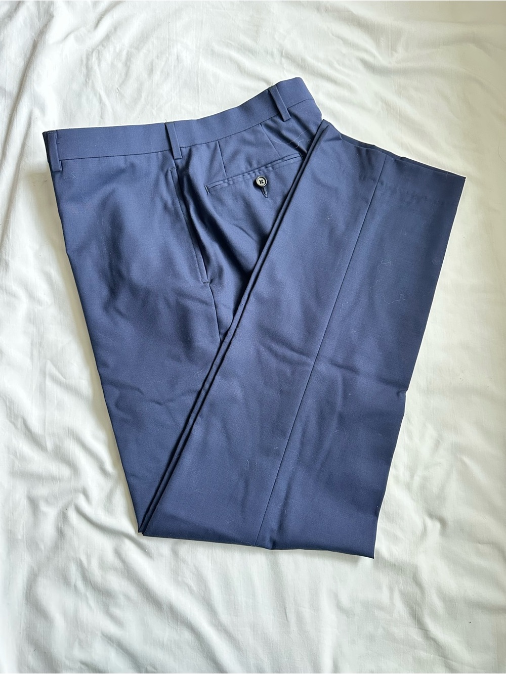 Ralph Lauren Men’s Navy Flat-Front Slim Fit Dress Pants 100% Wool 34x32 - Picture 1 of 11